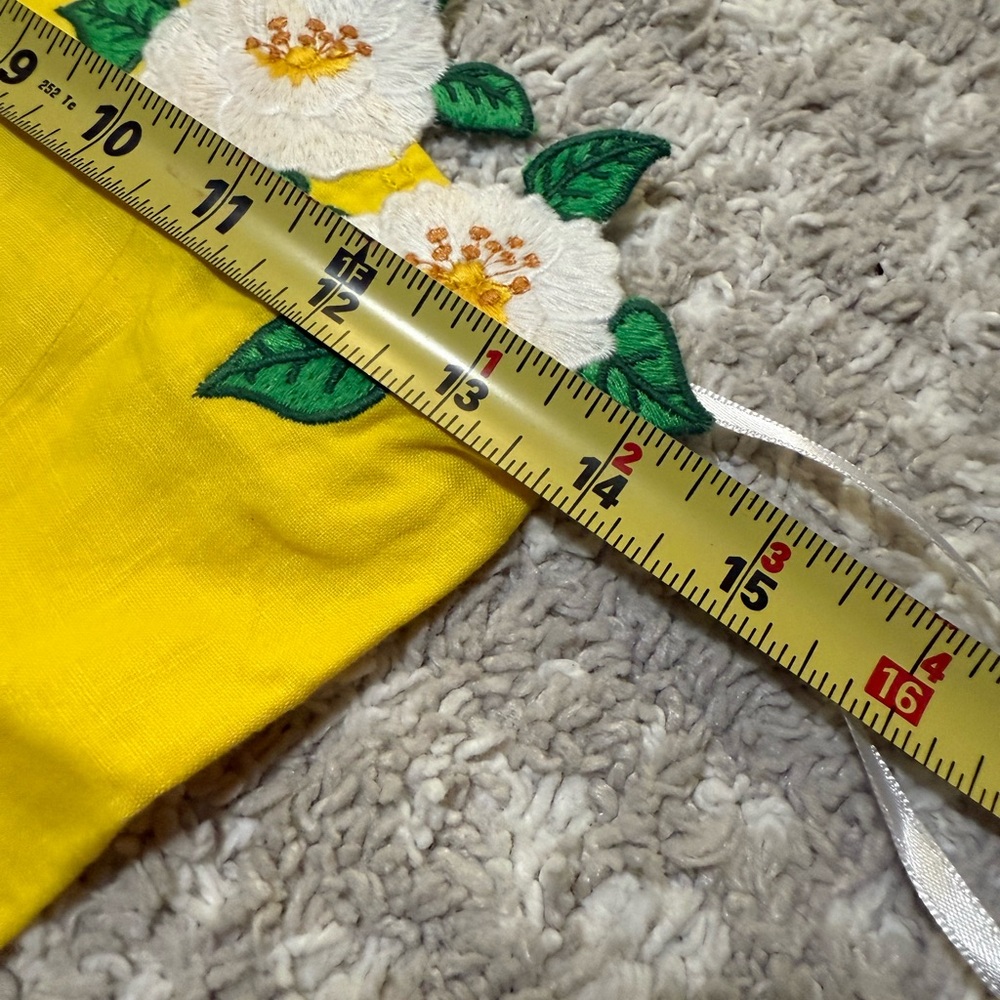 Fanm Mon Yellow Strapless Dress with Floral Accents - Picture 3 of 5